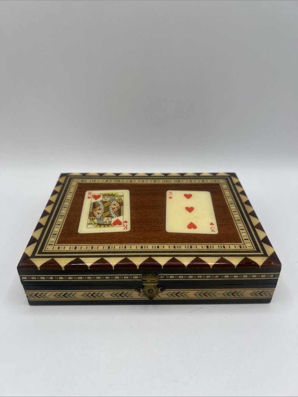 Miguel Laguna Playing Card Box Lacquered Mosaic Wood Inlay Handmade In Spain - Picture 2 of 16